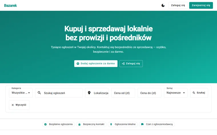 Bazarek — strona główna platformy ogłoszeniowej
