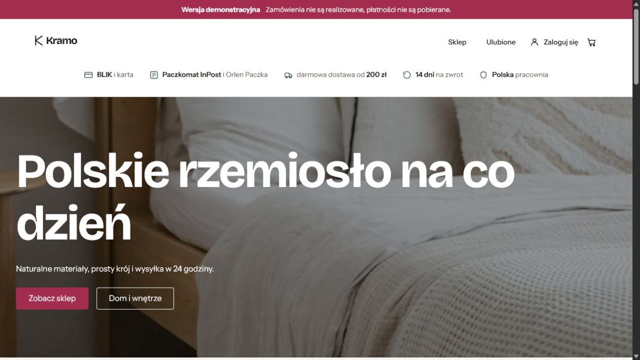 Kramo — strona główna sklepu z polskim rzemiosłem